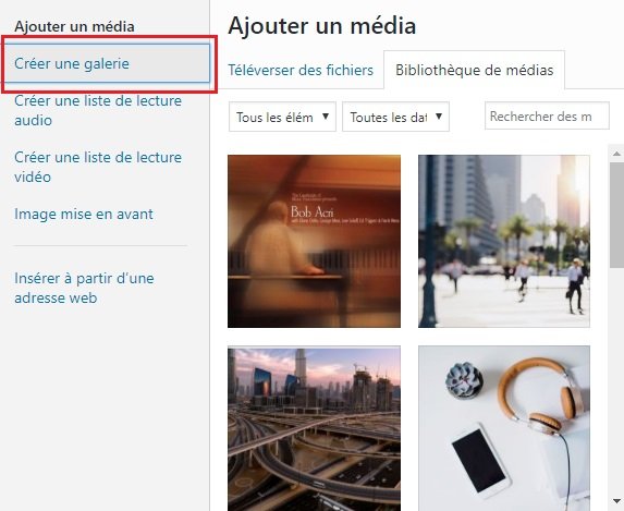 Créer une galerie dans WordPress