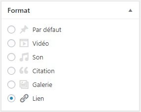 Format de publication Lien dans WordPress