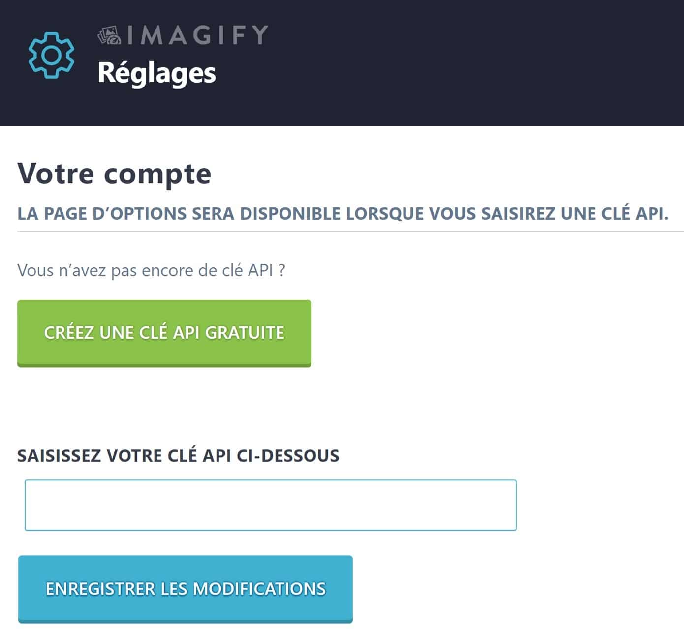 Clé API Imagify